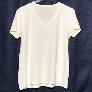 Laura Ashley Cream V-Neck Short Sleeve Top